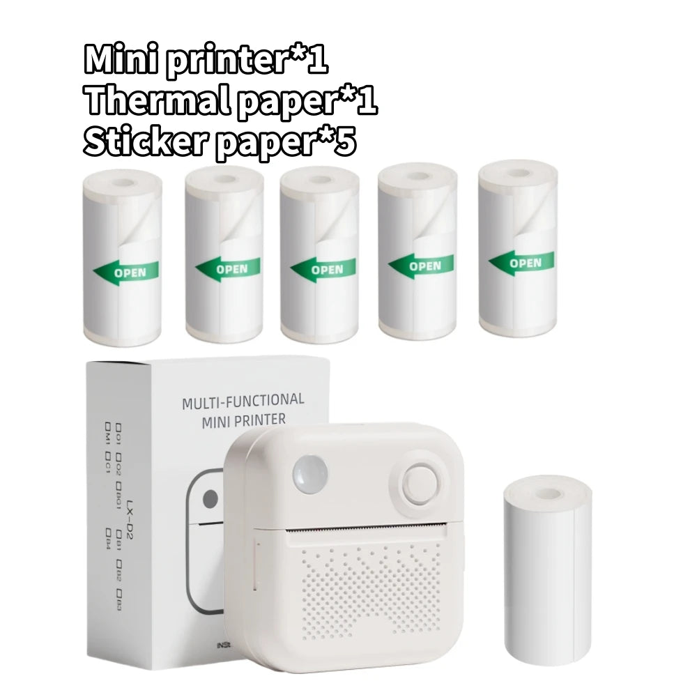 D3 Portable Printer Thermal Paper Stickers Paper Mini Printers Labels Maker Printer for Error Printing Photo Printing