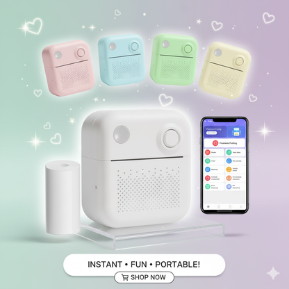 Tiny Thermal Printer - Print Photos, Stickers & Labels from Your Phone | No Ink Needed | Mini Bluetooth Printer for Students, Crafts & Gifts