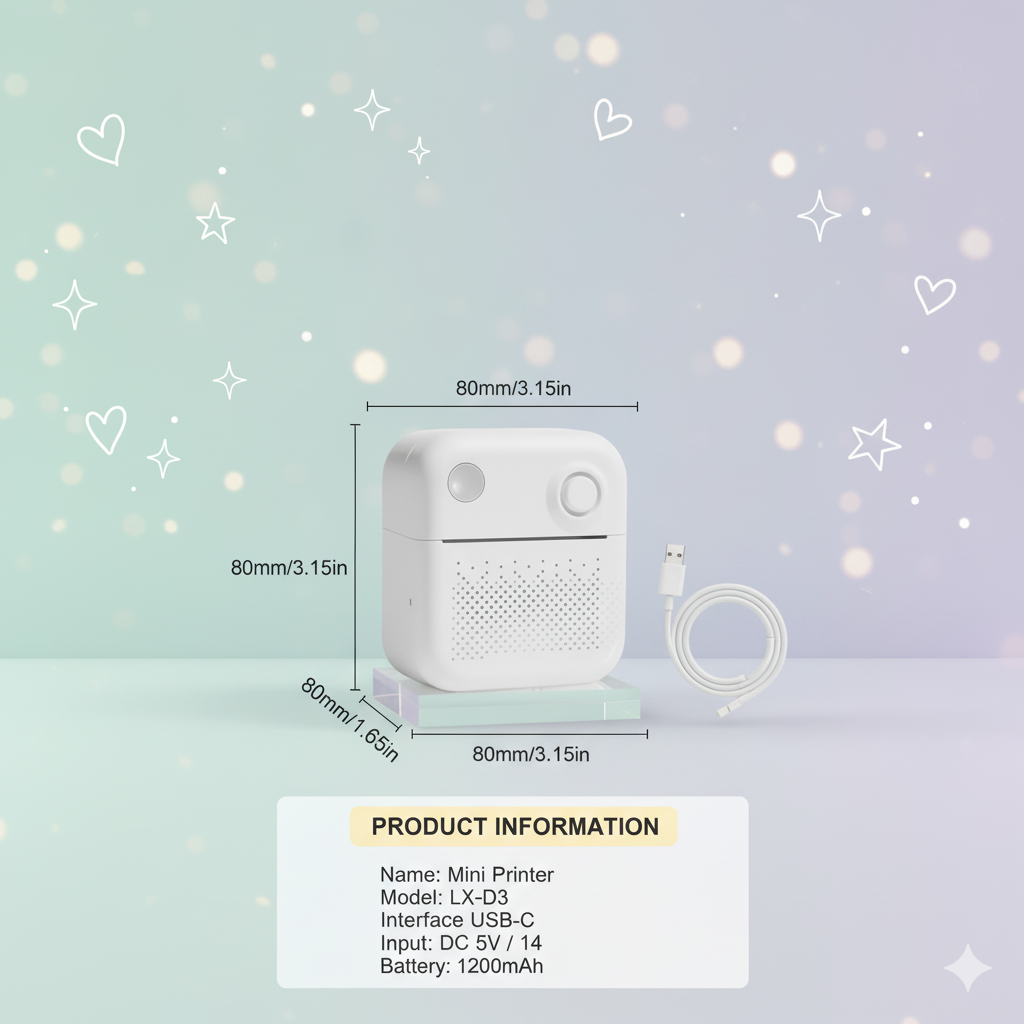 Tiny Thermal Printer - Print Photos, Stickers & Labels from Your Phone | No Ink Needed | Mini Bluetooth Printer for Students, Crafts & Gifts