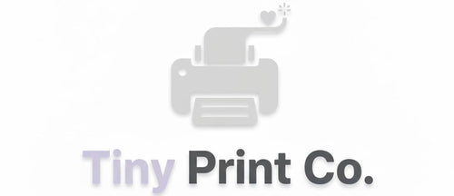 Logo of Tiny Print Co. with a printer icon on a white background